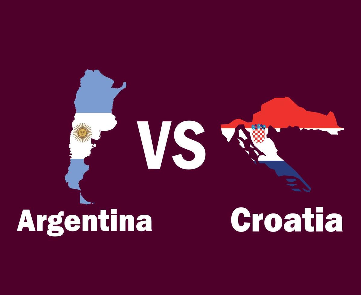 argentina och kroatien Karta flagga med namn symbol design latin Amerika och Europa fotboll slutlig vektor latin amerikan och europeisk länder fotboll lag illustration