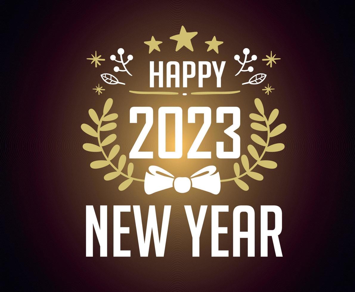 2023 frohes neues Jahr Urlaub Illustration Vektor abstraktes Gold und Weiß mit schwarzem Hintergrund mit Farbverlauf