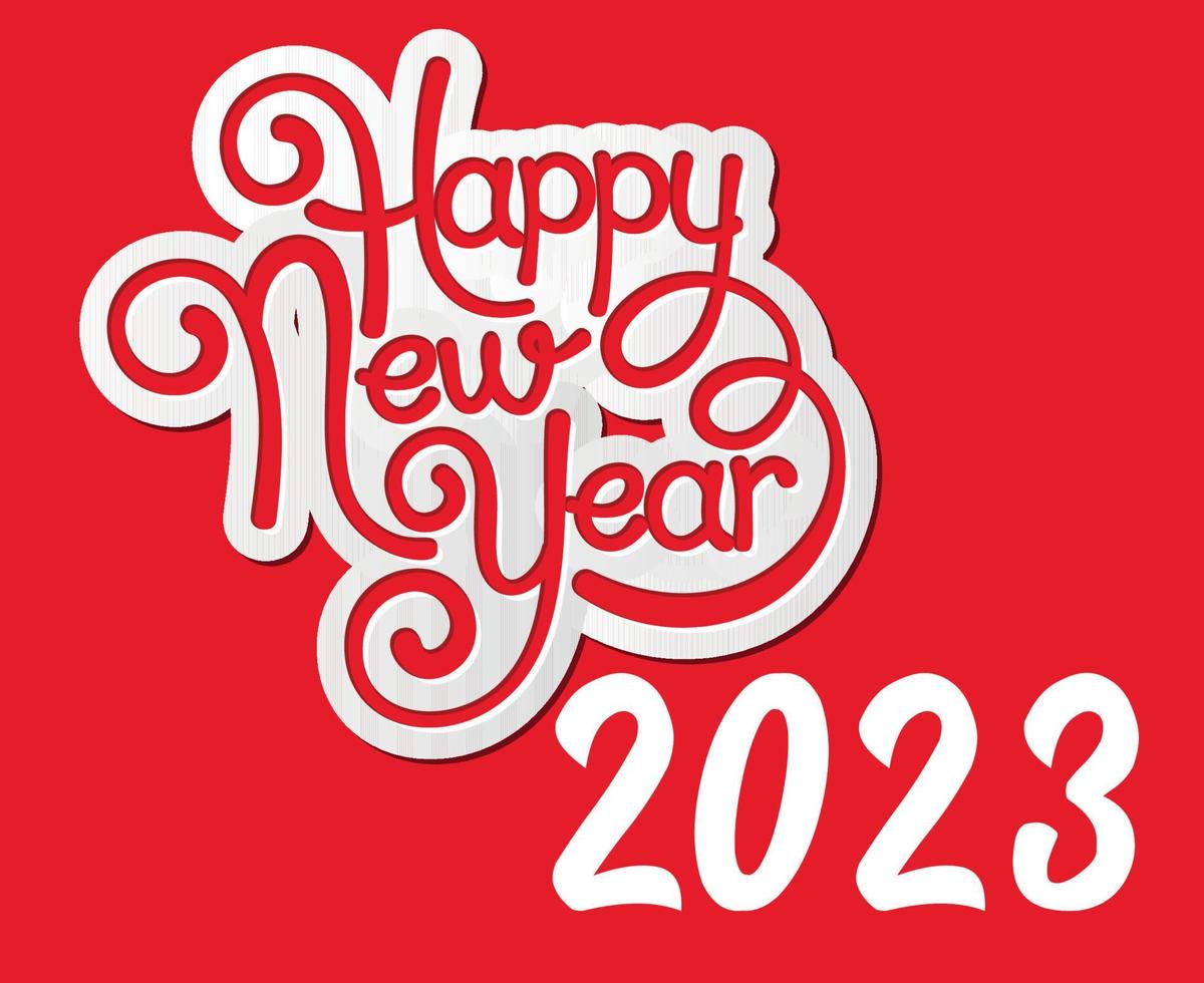 2023 Lycklig ny år Semester illustration vektor abstrakt vit med röd bakgrund