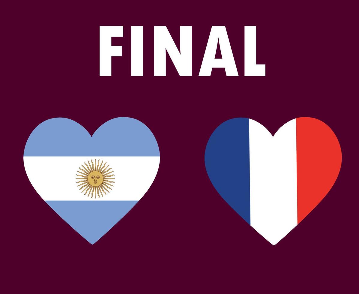 argentinien und frankreich flaggenherz final fußball symbol design lateinamerika und europa vektor länder illustration