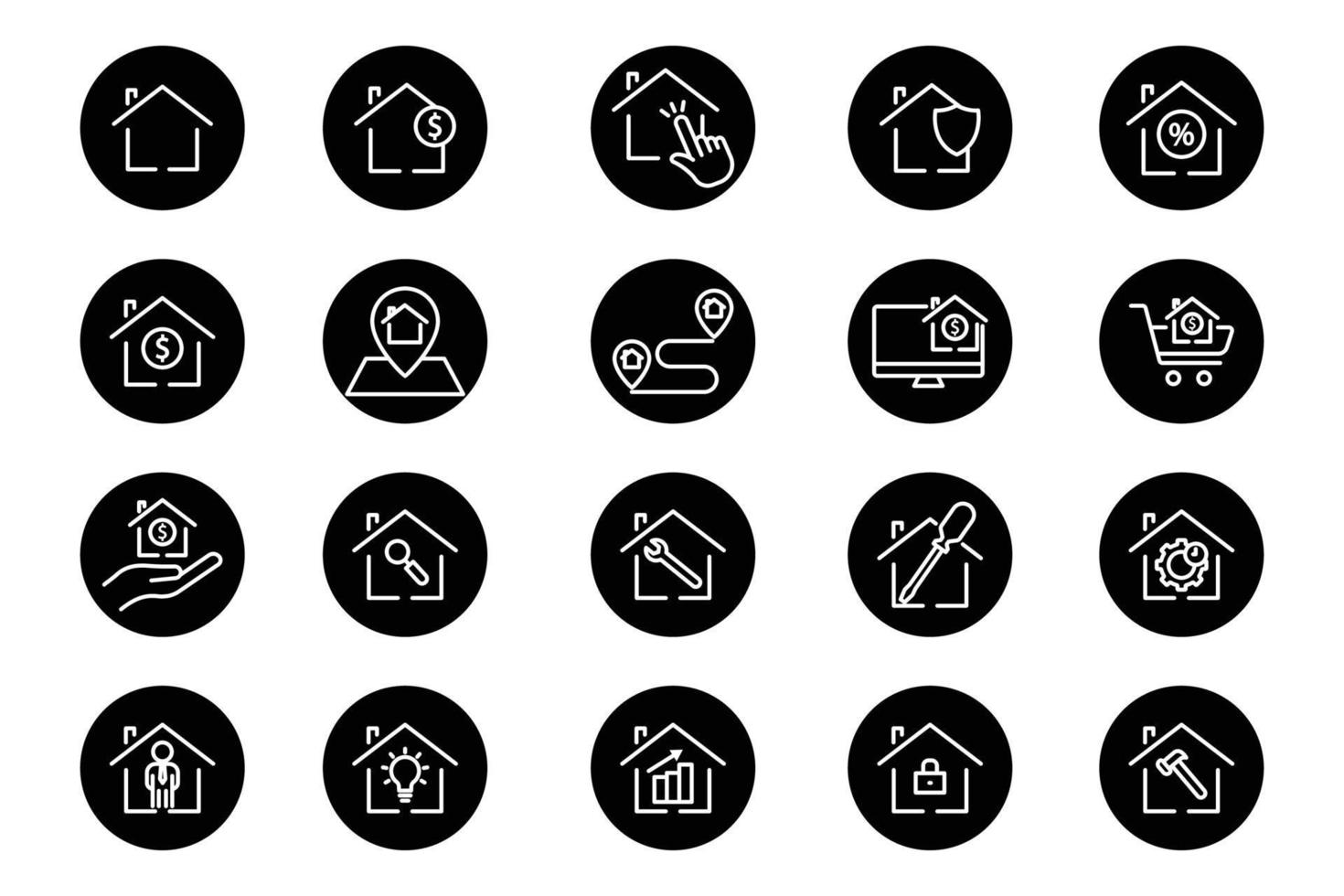 illustration des set-symbols im zusammenhang mit immobilien. Glyphen-Symbolstil. einfaches Vektordesign editierbar. pixelgenau bei 32 x 32 vektor