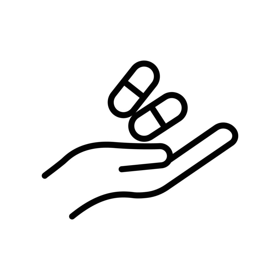 Tabletten-Pillen-Symbol-Illustration mit der Hand. Liniensymbolstil. Symbol im Zusammenhang mit Gesundheitswesen und Medizin. einfaches Vektordesign editierbar. pixelgenau bei 64 x 64 vektor