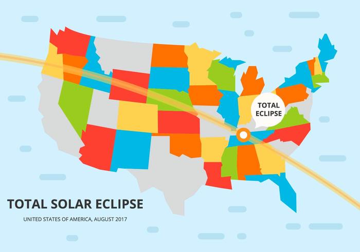 Free Bunte US Solar Eclipse Path Karte Vektor