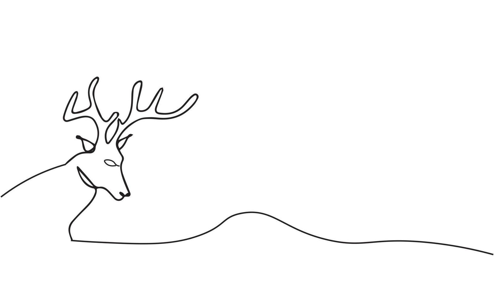 kontinuierliche einzeilige zeichnung von hirschen mit. vektorillustration des tierischen hirschtierthemas vektor