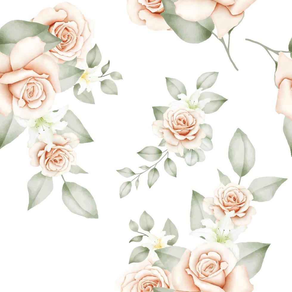 elegantes nahtloses musteraquarell der blumenrose vektor