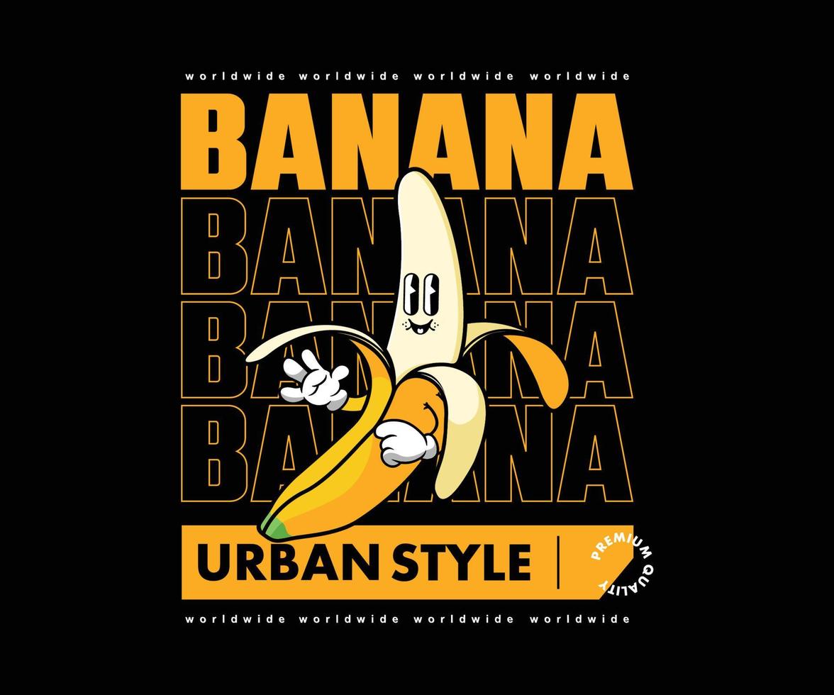 futuristische illustrationskarikaturfigur des bananengrafikdesigns für t-shirt streetwear und urbanen stil vektor