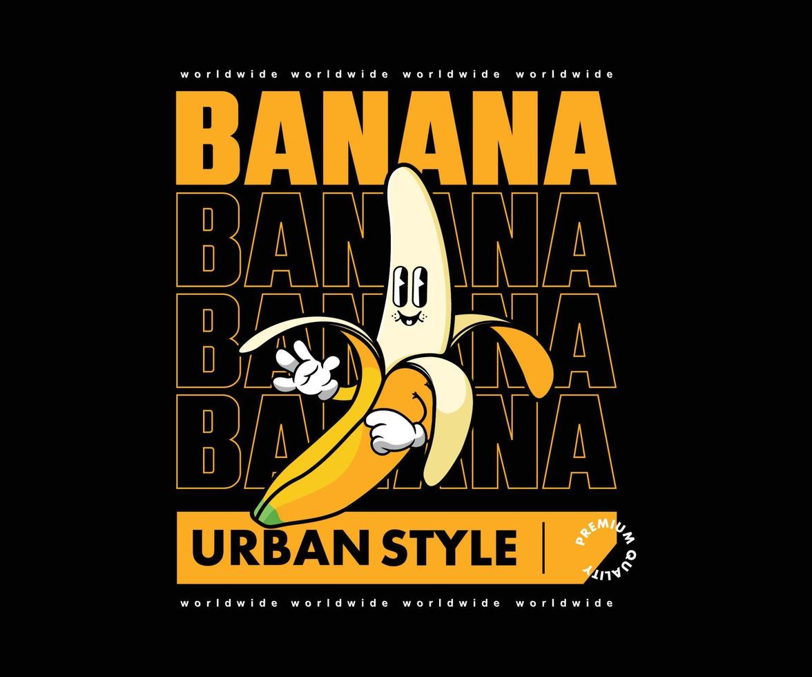 trogen illustration tecknad serie karaktär av banan grafisk design för t skjorta gata ha på sig och urban stil vektor