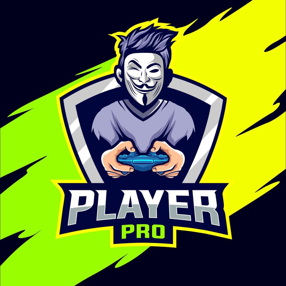 proffs spelare anonym esport gaming logotyp vektor