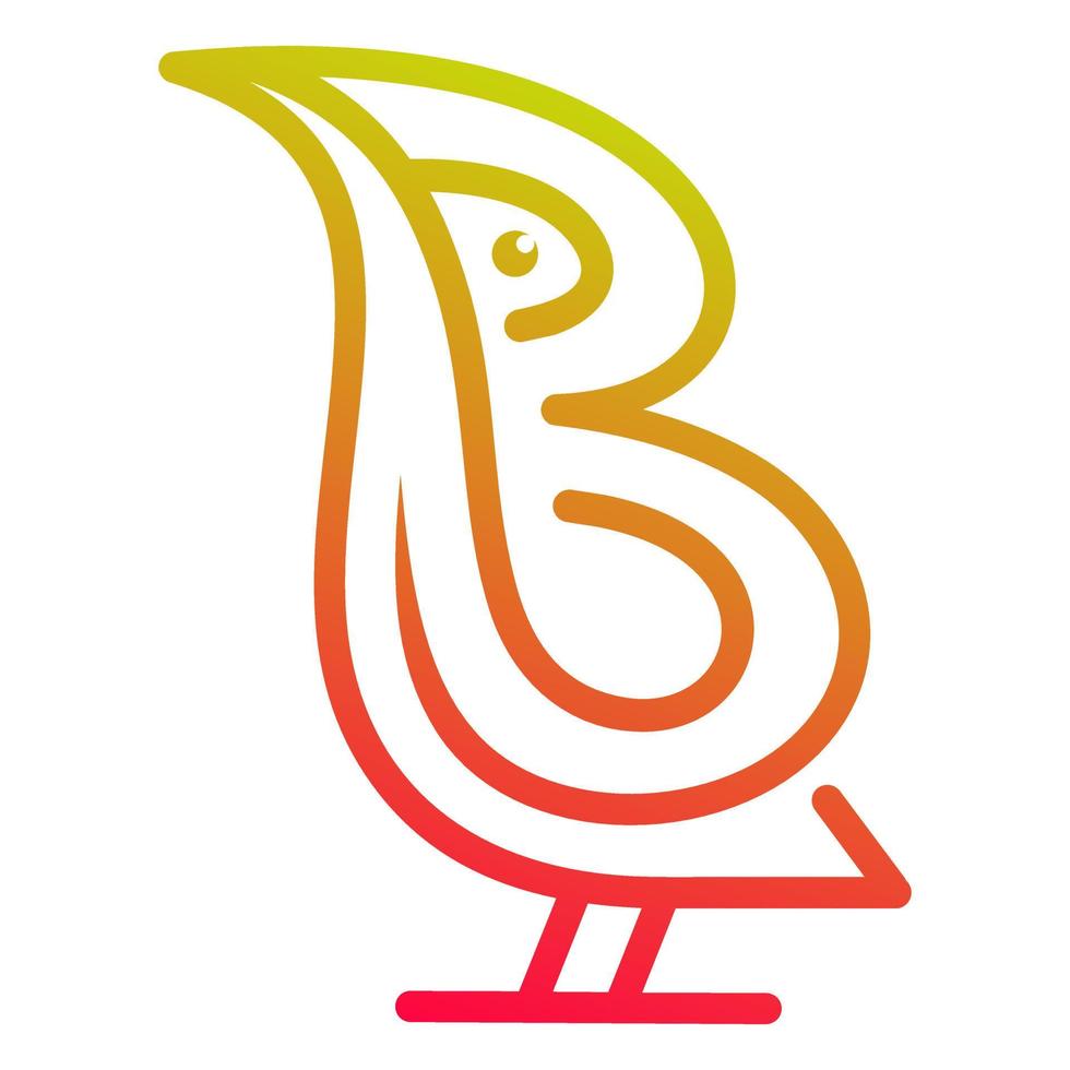 enkel logotyp brev b i de form av en söt liten fågel vektor
