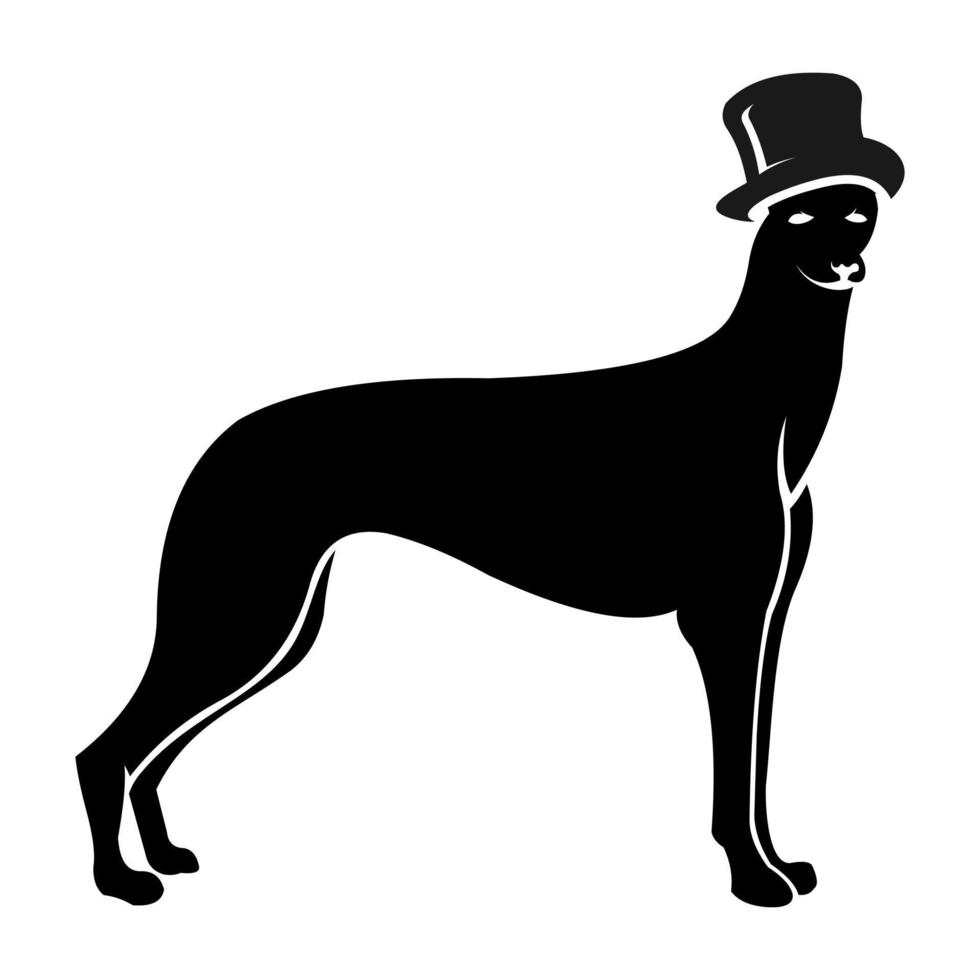 enkel hund i en hatt silhuett vektor