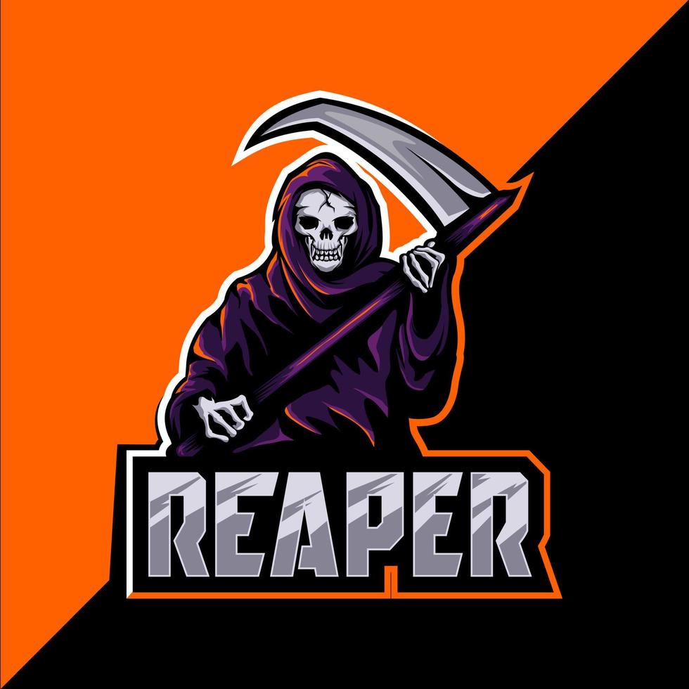 Reaper-Schädel-Maskottchen-Esport-Logo vektor