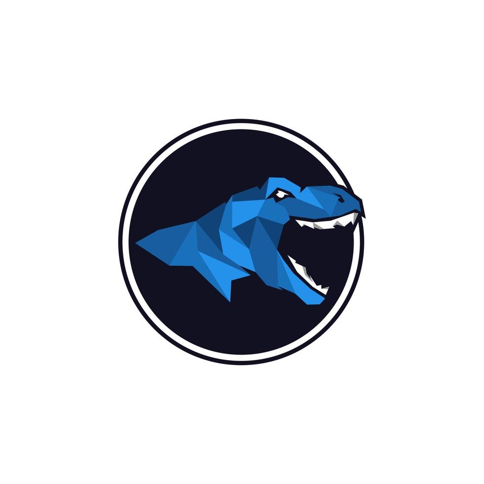 t-rex geometrisches logo in blau vektor