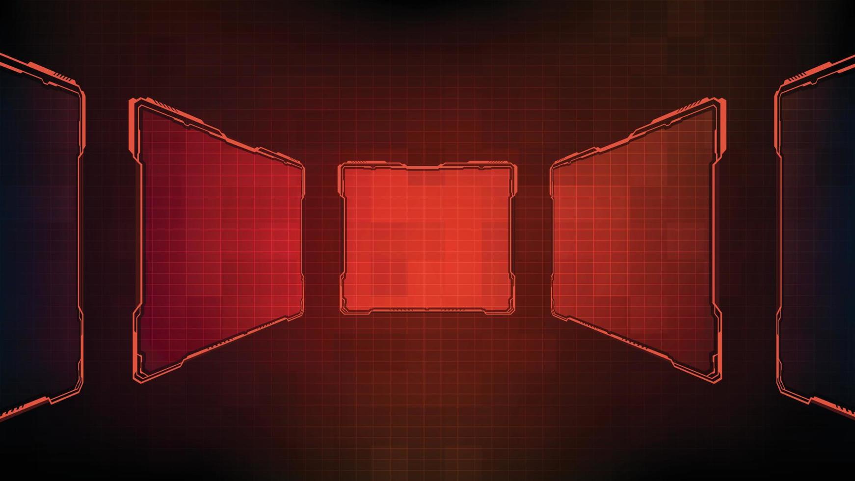 abstrakt trogen bakgrund av röd lysande teknologi sci fi ram hud ui vektor