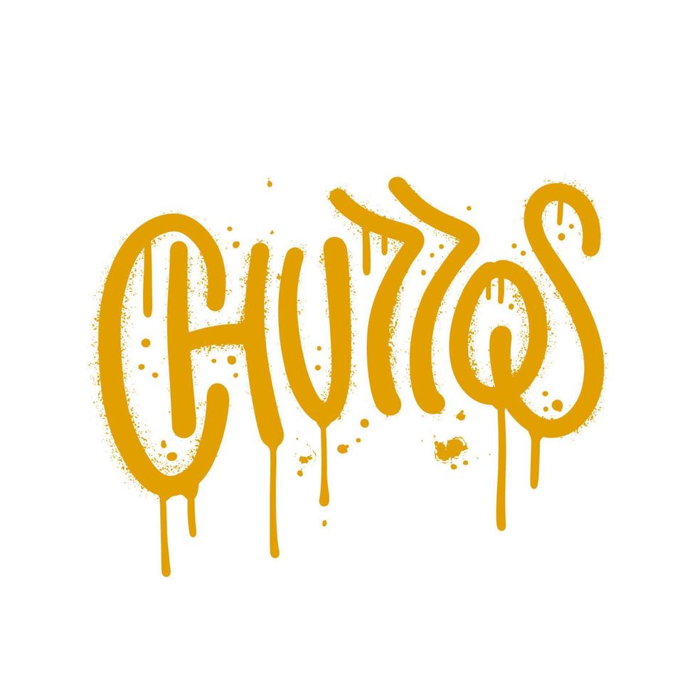 Churros - handgezeichnetes Schriftwort im urbanen Street-Graffiti-Stil. vektor strukturierte handgezeichnete illustration.