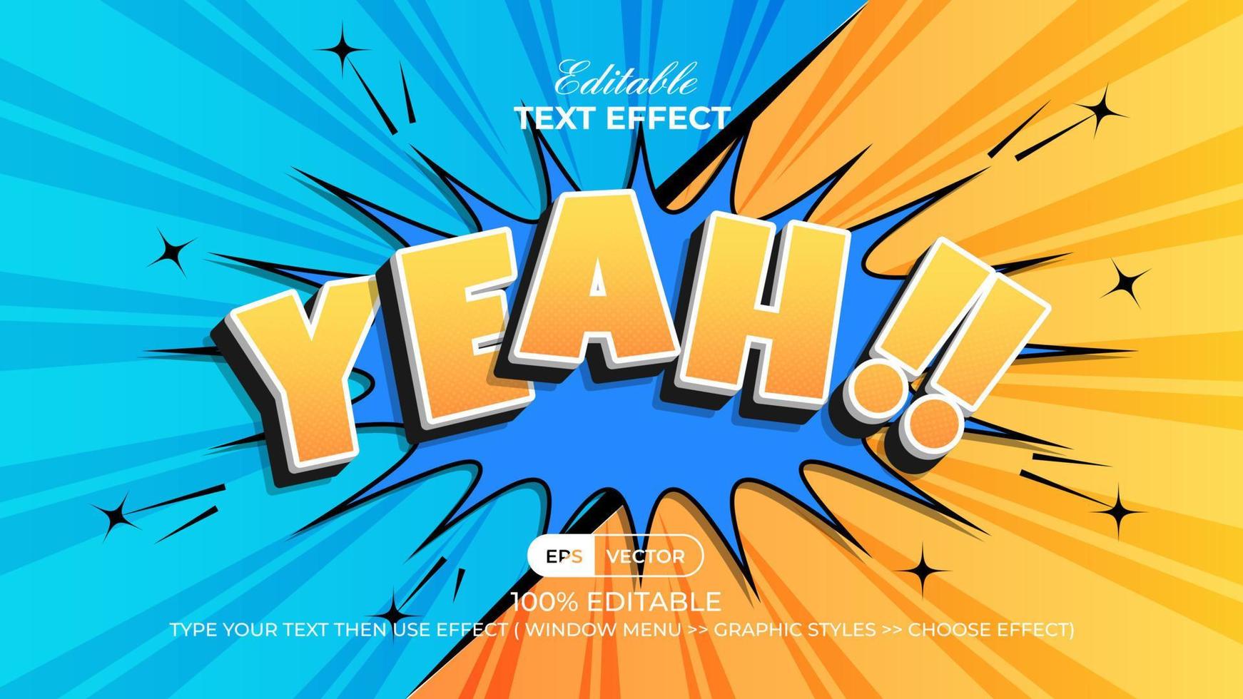 Comic-Text-Effekt-Stil. bearbeitbarer texteffekt mit blasentext-karikaturthema. vektor