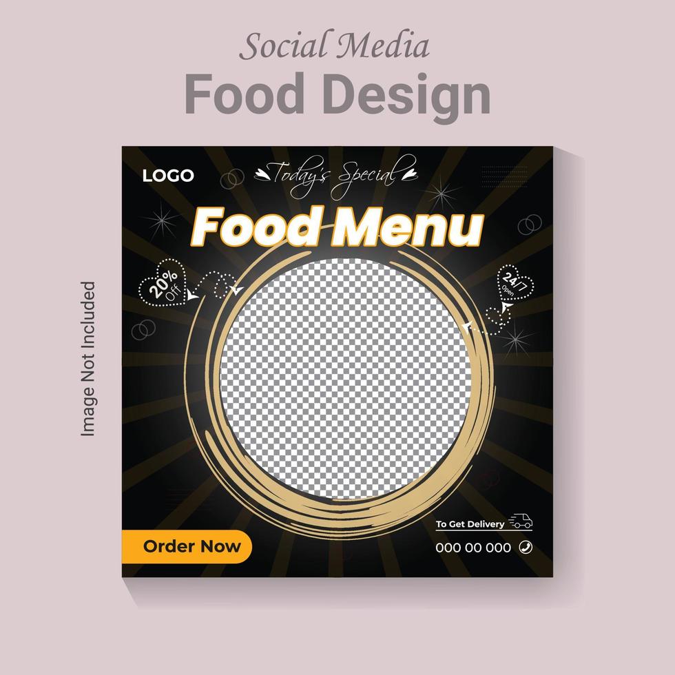 social media posta restaurang mat baner mall, modern vektor snabb mat affisch layout.