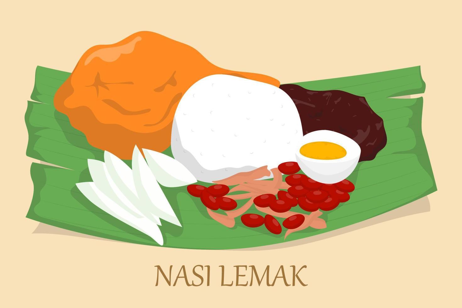 Illustration von Nasi Lemak im Vektordesign vektor