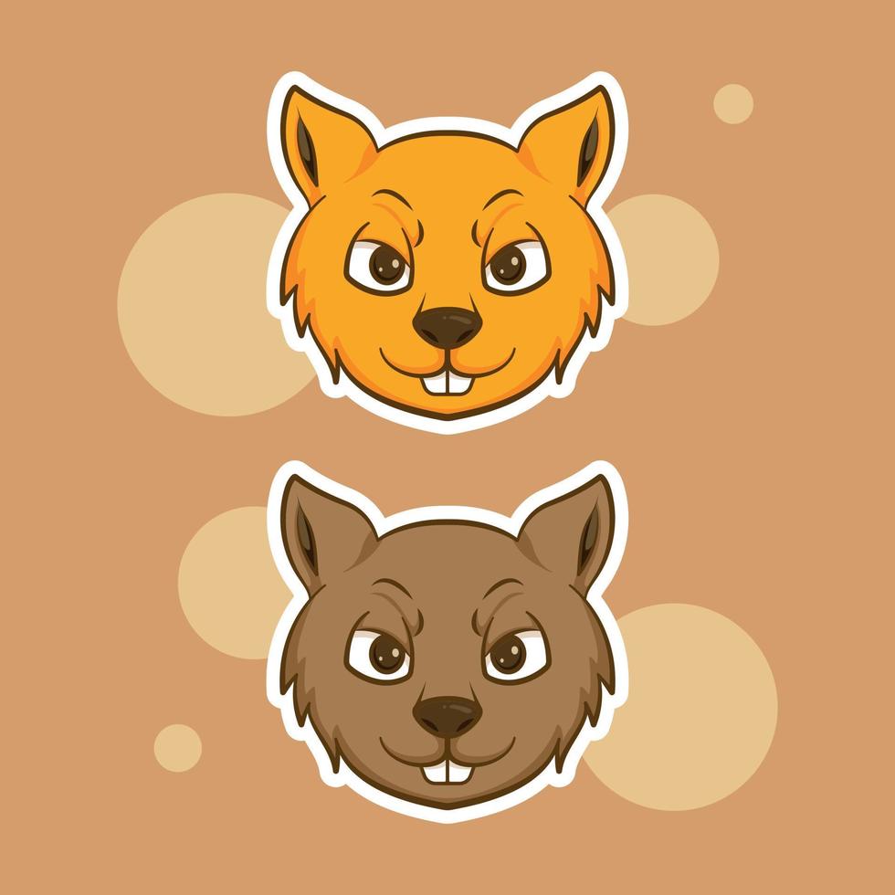 söt förtjusande tecknad serie brun orange ekorre ansikte illustration för klistermärke ikon maskot och logotyp vektor