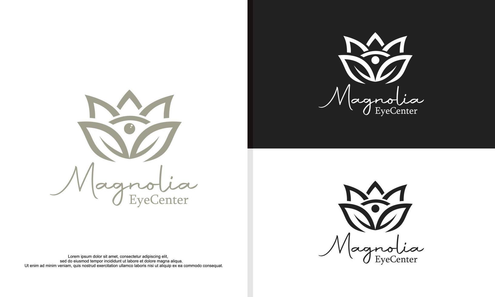 Logoillustration Vektorgrafik der Magnolienblüte kombiniert mit Auge. vektor