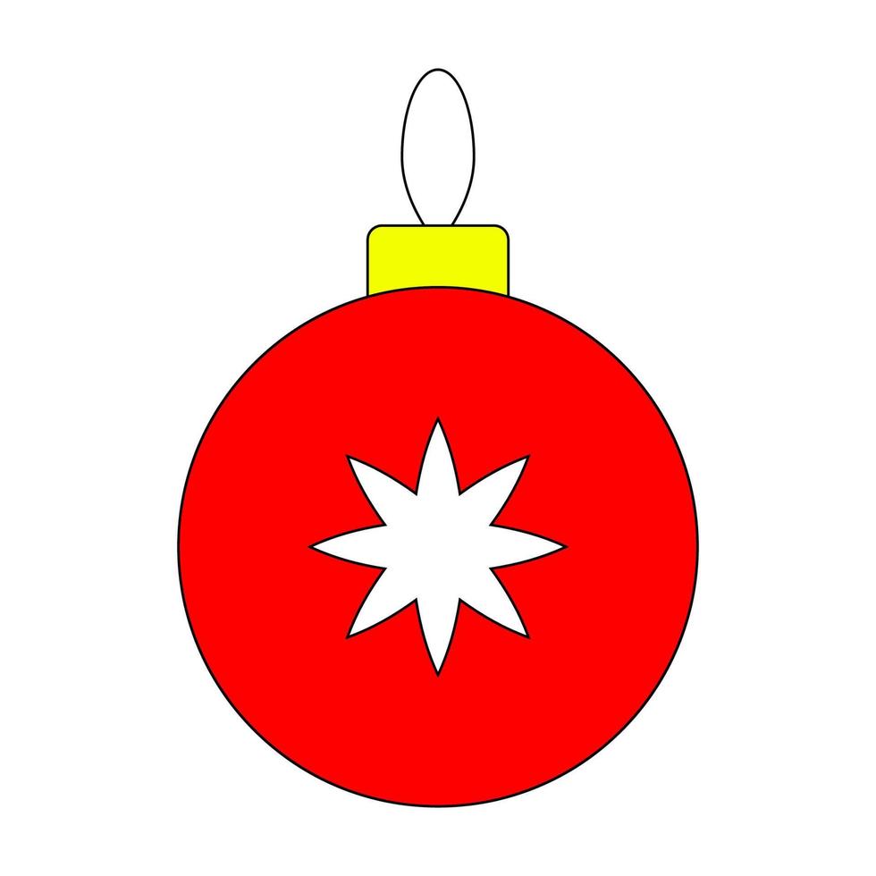 runde weihnachtskugel mit einem stern. roter Ball, ein Spielzeug für den Weihnachtsbaum vektor