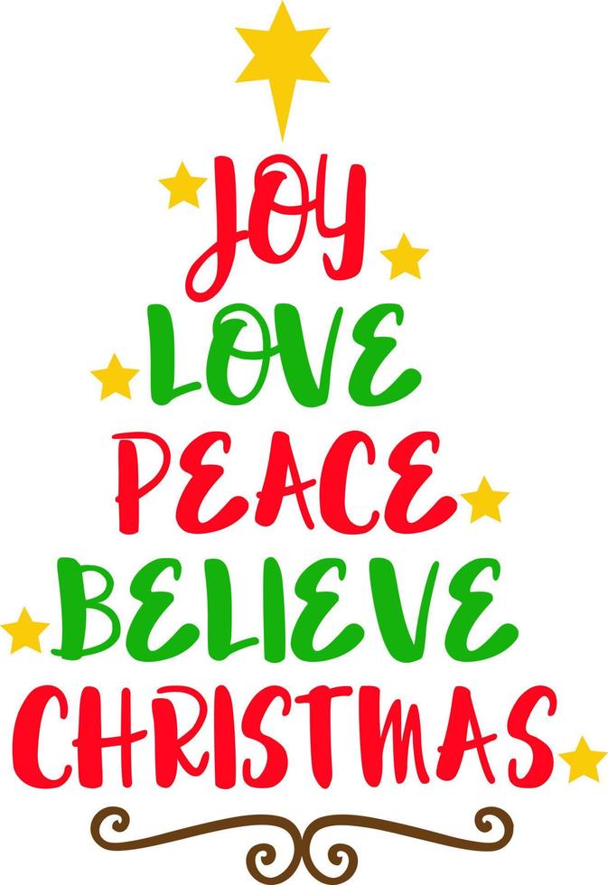 glädje kärlek fred tro jul. matchande familj jul skjortor. jul gåva. familj jul. klistermärke. kort. vektor