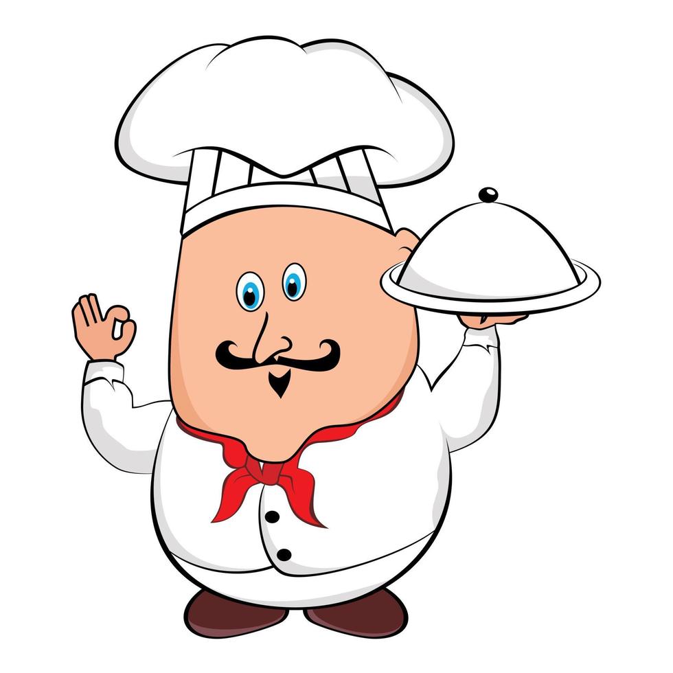 Koch beim Servieren von speziellen Speisen Bild Grafik Symbol Logo Design abstraktes Konzept Vektor Stock. kann als Symbol für Kochen oder Charakter verwendet werden