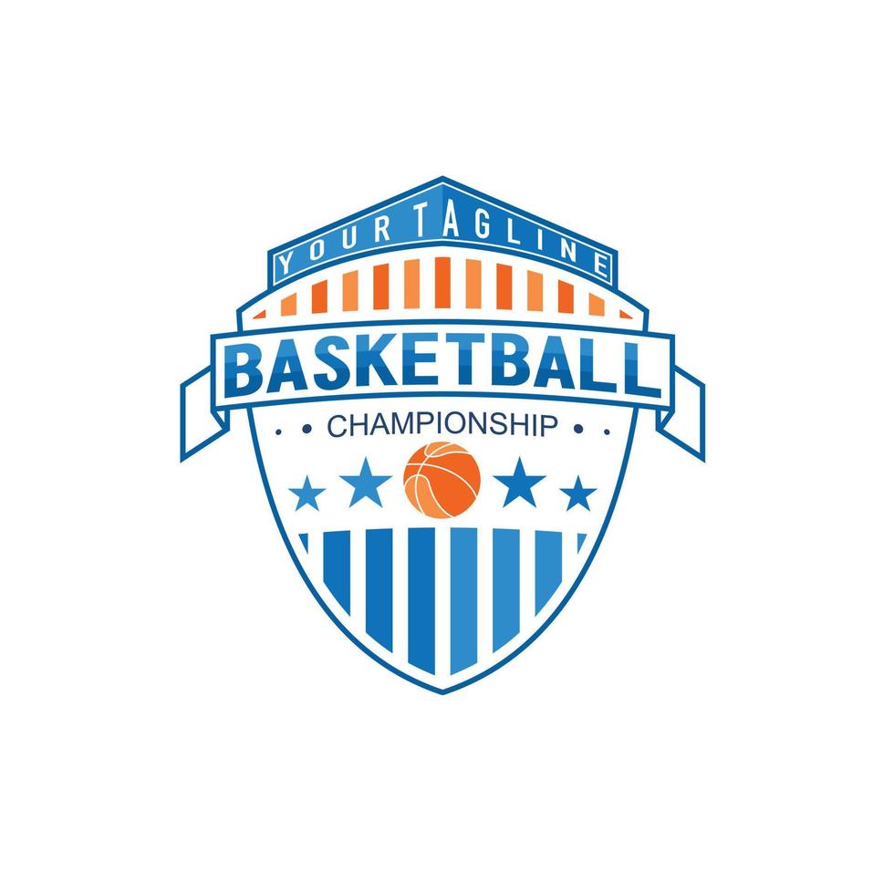 Erstaunliches Basketball-Emblem mit Ball-Bild-Grafik-Symbol-Logo-Design-abstraktem Konzept-Vektor-Lager. kann als Symbol für Turniere oder Sport verwendet werden vektor