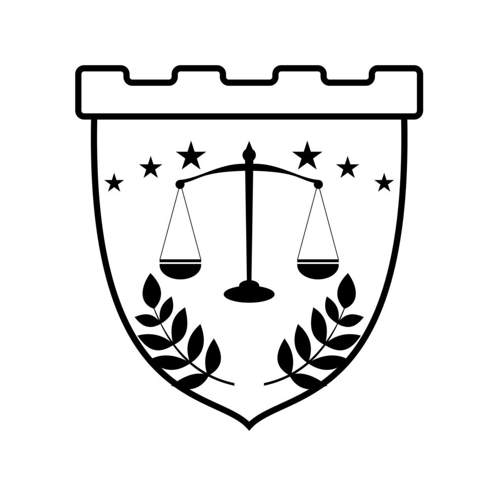 Erstaunliches Gesetz oder Gerechtigkeit mit Skala und Blattbild Grafik Symbol Logo Design abstraktes Konzept Vektor Stock. kann als Symbol im Zusammenhang mit Gericht verwendet werden