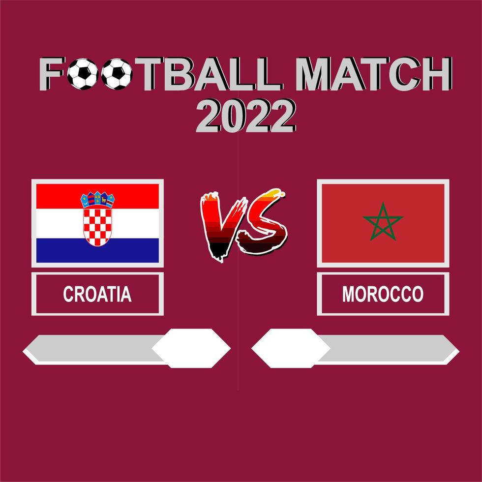 kroatien mot marocko fotboll kopp 2022 röd mall bakgrund vektor för schema eller resultat match