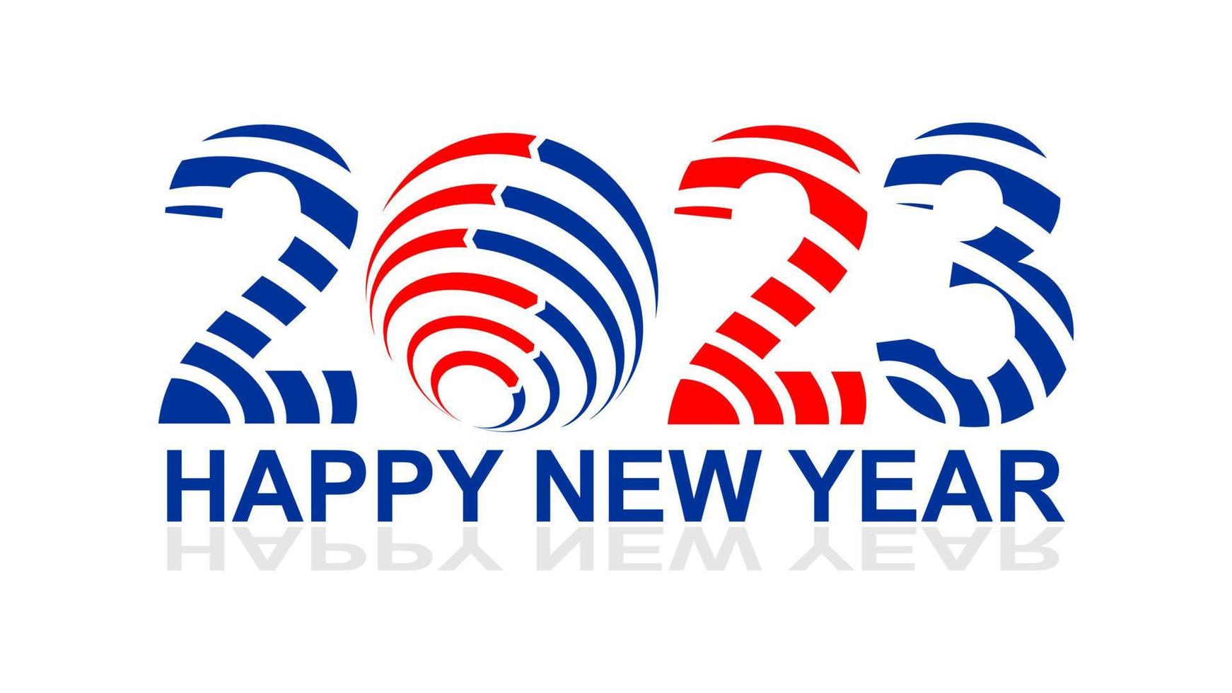 2023 Lycklig ny år text typografi röd blå vektor
