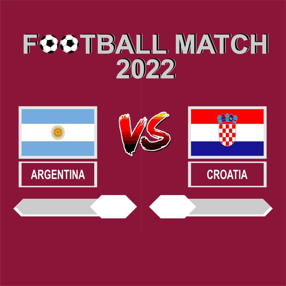 argentinien gegen kroatien fußballpokal 2022 roter vorlagenhintergrundvektor für zeitplan oder ergebnisspiel halbfinale vektor