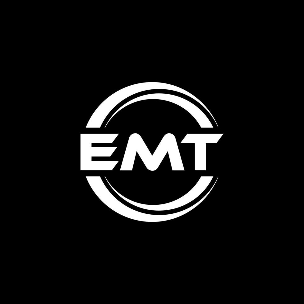 emt-brief-logo-design in der illustration. Vektorlogo, Kalligrafie-Designs für Logo, Poster, Einladung usw. vektor