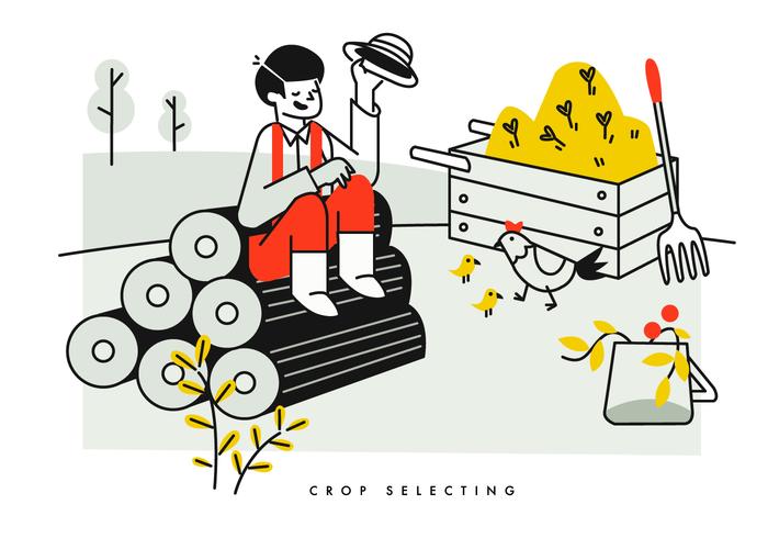 Bönder Crop Val och Farming Livestock Vector Illustration