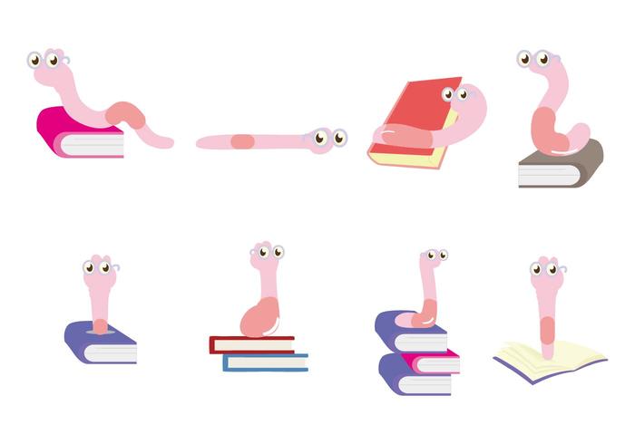 Free Pink Bookworm Charakter Vektor