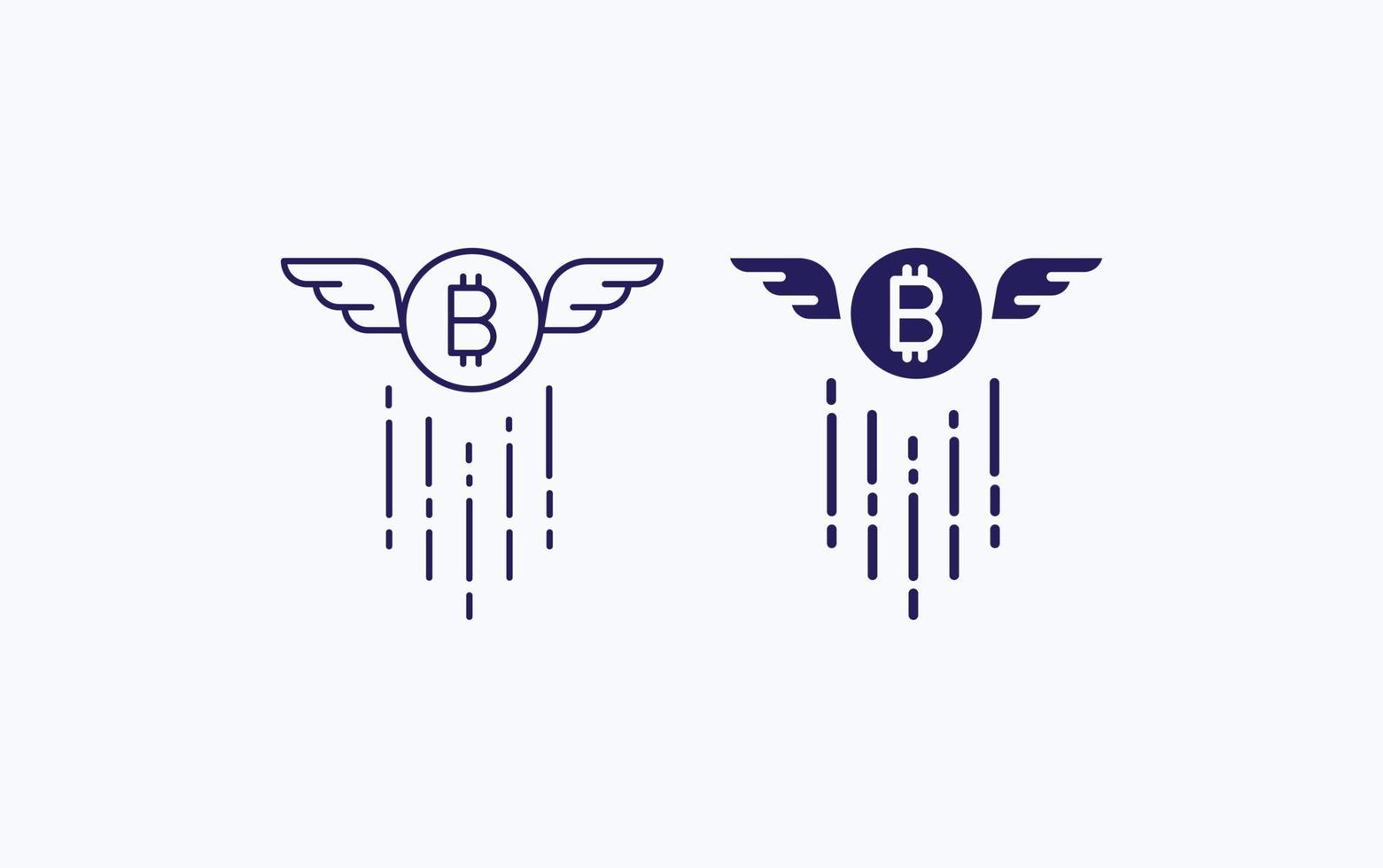 bitcoin flyga vingar vektor illustration ikon