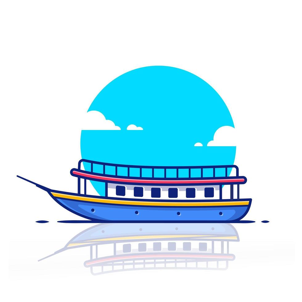 Passagierschiff Boot Cartoon-Vektor-Symbol-Illustration. Symbolkonzept für den Wassertransport isolierter Premium-Vektor. flacher Cartoon-Stil vektor
