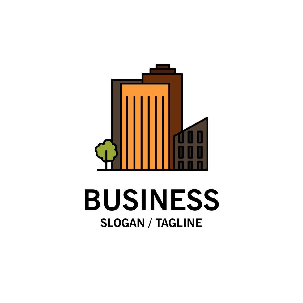 Gebäude bauen Wohnheim Turm Immobilien Business Logo Vorlage flache Farbe vektor
