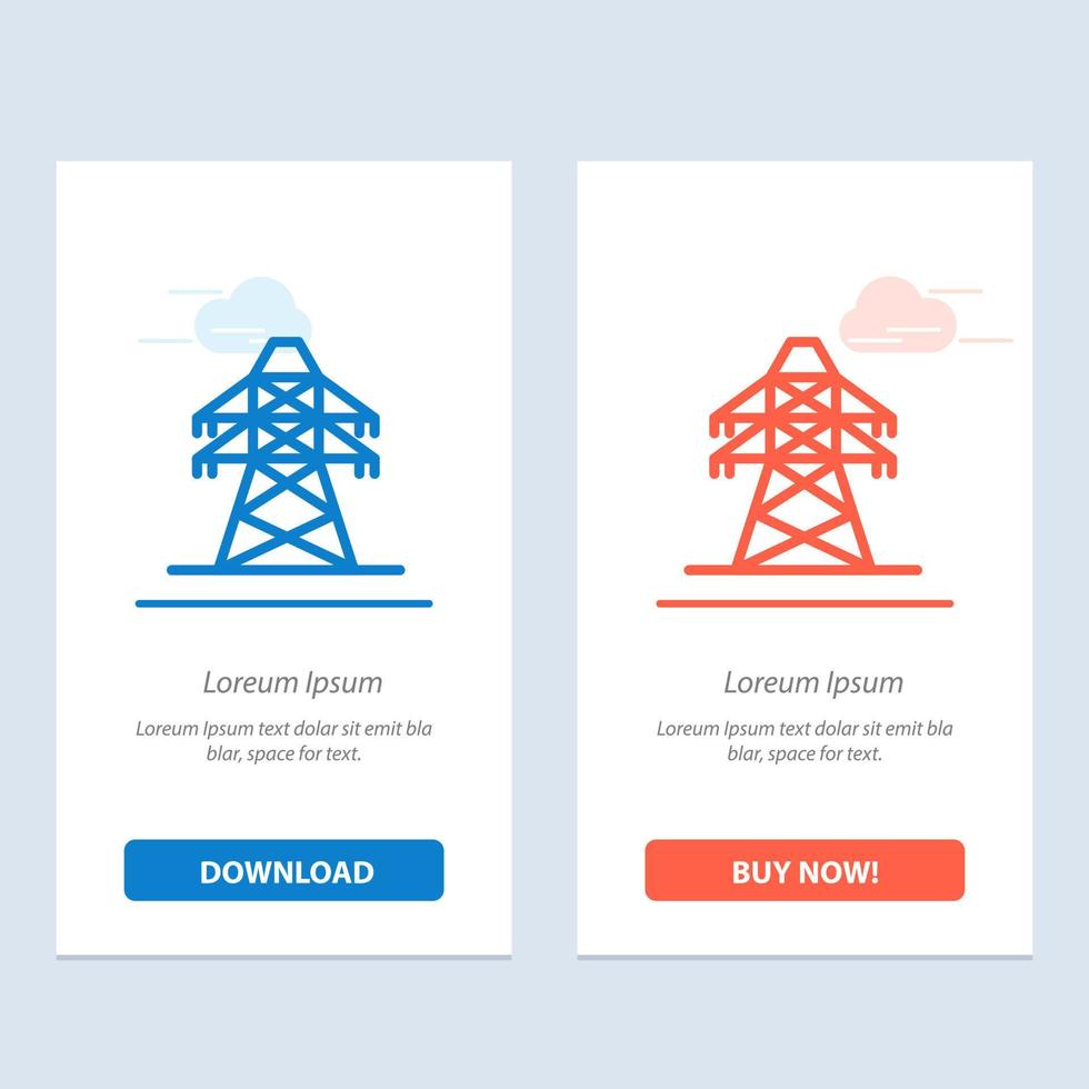 elektrische energieübertragung übertragungsturm blau und rot jetzt herunterladen und kaufen web-widget-kartenvorlage vektor