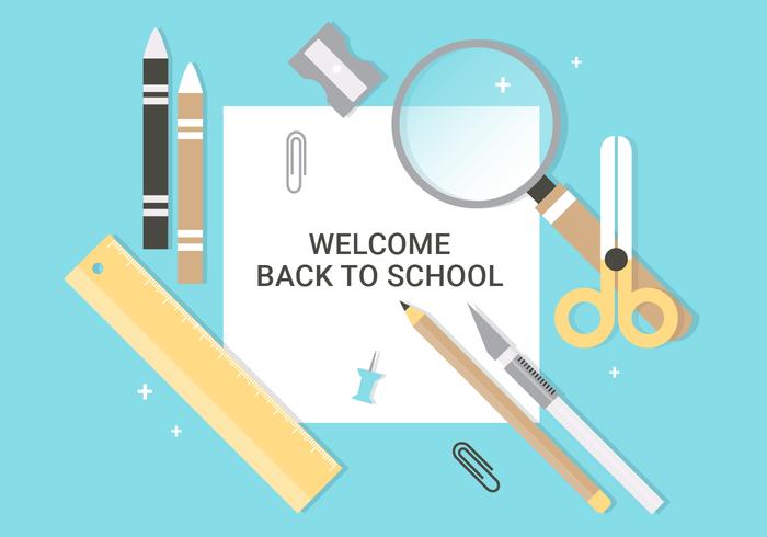 Free Flat Design Vector Zurück zu Schule Zubehör