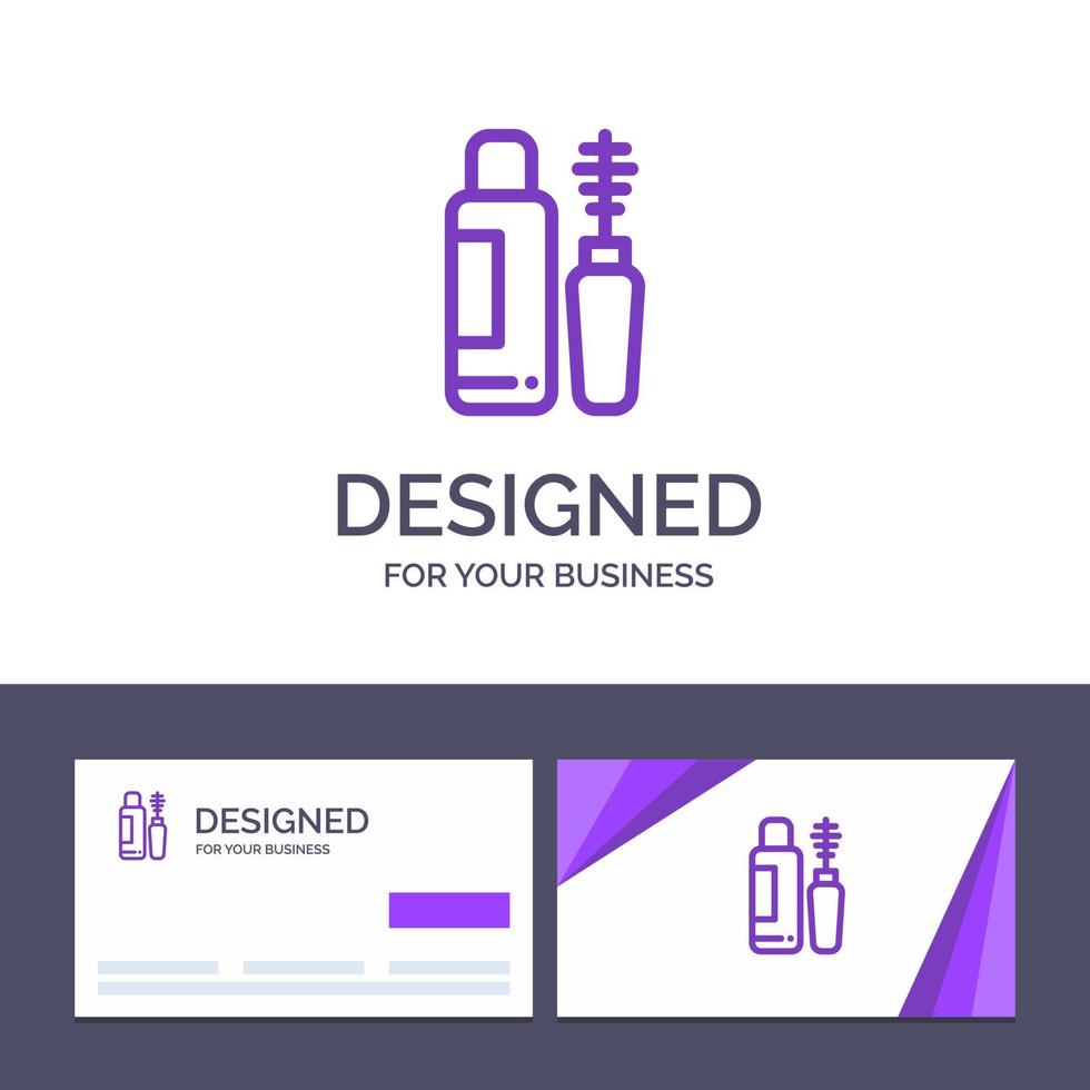 kreativ företag kort och logotyp mall mascara skugga öga flaska vektor illustration