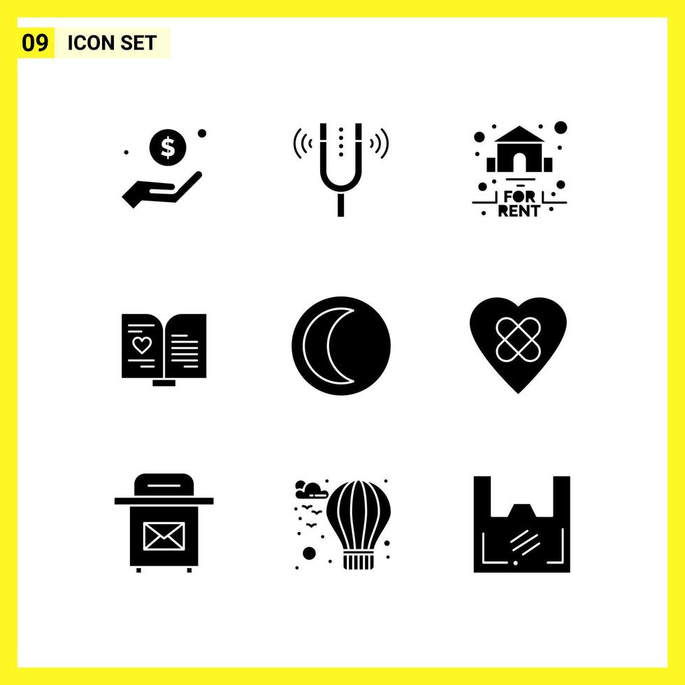 9 ikon uppsättning enkel fast symboler glyf tecken på vit bakgrund för hemsida design mobil tillämpningar och skriva ut media kreativ svart ikon vektor bakgrund