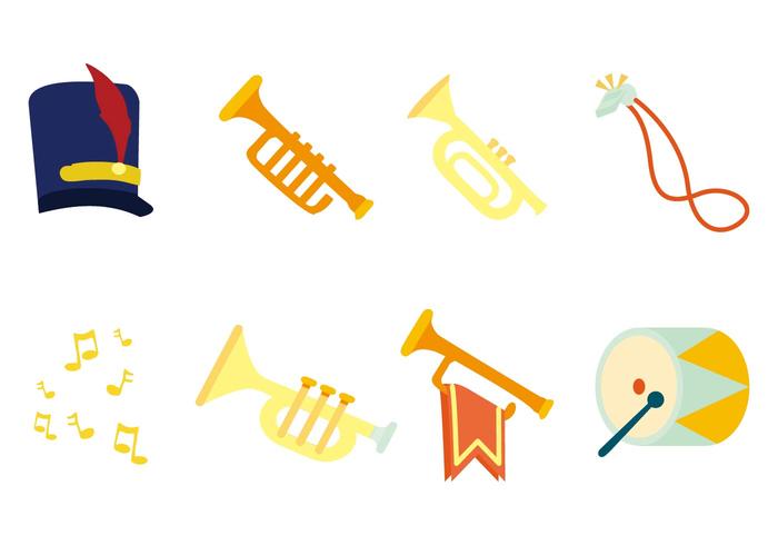 Freie Marching Band Instrument Icons Vektor