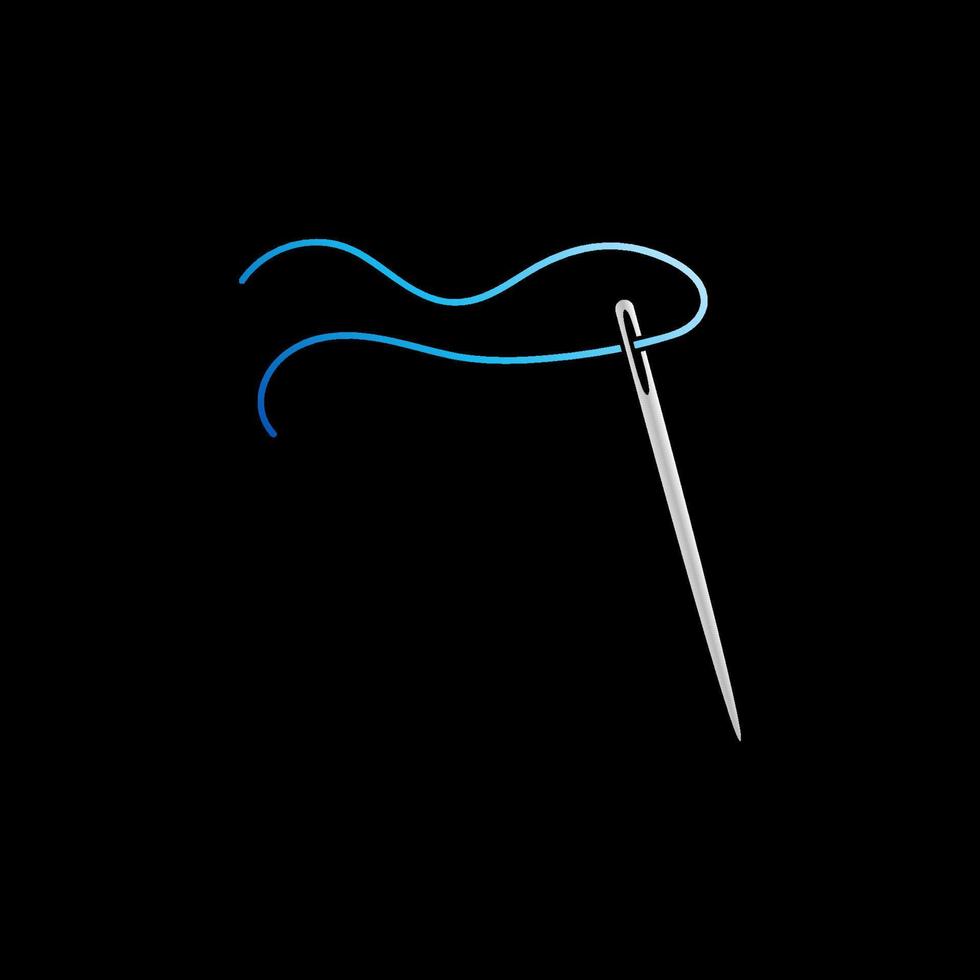 Nähnadel mit blauem Fadenvektor farbiges Symbol. Handwerkskonzept Symbol vektor