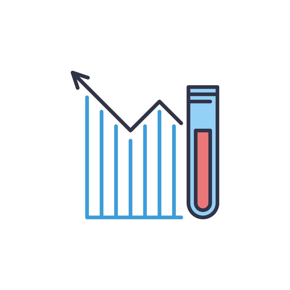 Grafik mit Reagenzglas-Vektor-Statistik-Konzept farbiges Symbol vektor