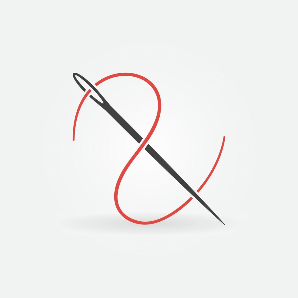 nål med röd tråd ikon - handarbete begrepp kreativ symbol vektor