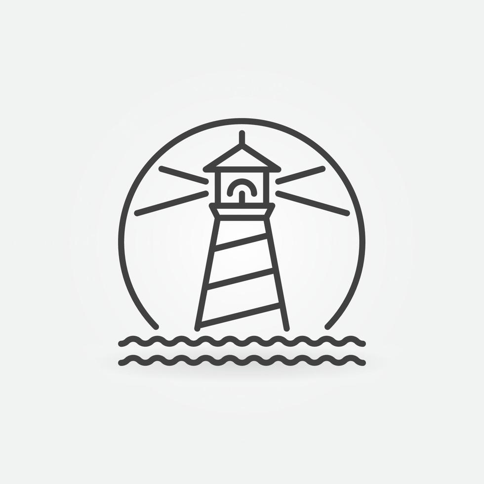 Kreis mit Leuchtturm und Ozean Vektor Konzept Symbol Leitung
