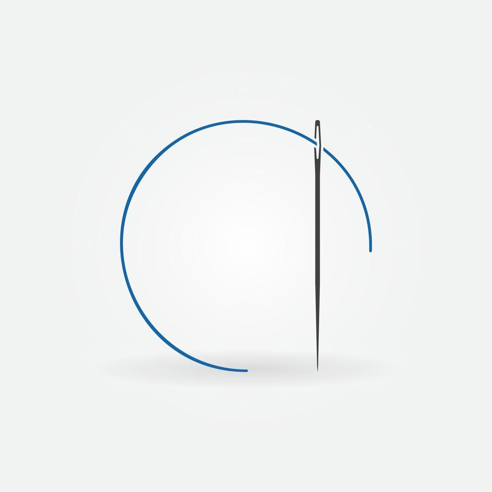 runda blå tråd och nål vektor söt ikon - handarbete begrepp tecken
