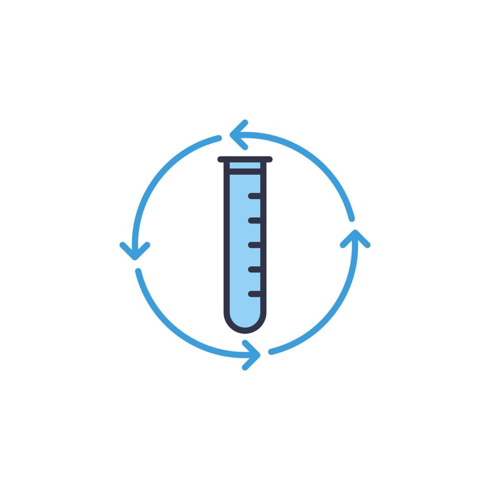 Reagenzglas in runden Pfeilen Vektorkonzept blaues Symbol vektor