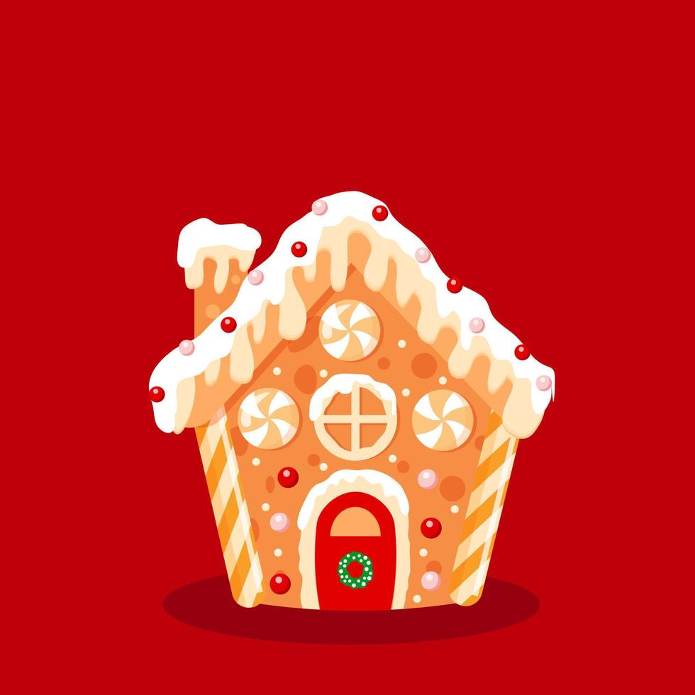 Vektor Lebkuchenhaus. Weihnachtsplätzchen und Süßigkeiten. süße Abbildung