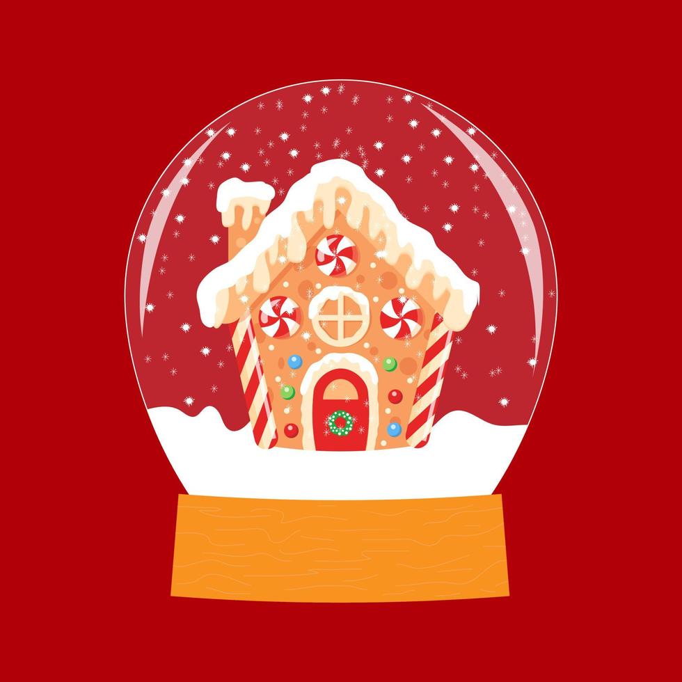 Vektor-Lebkuchenhaus im Ball. Weihnachtsplätzchen und Süßigkeiten. süße Abbildung vektor